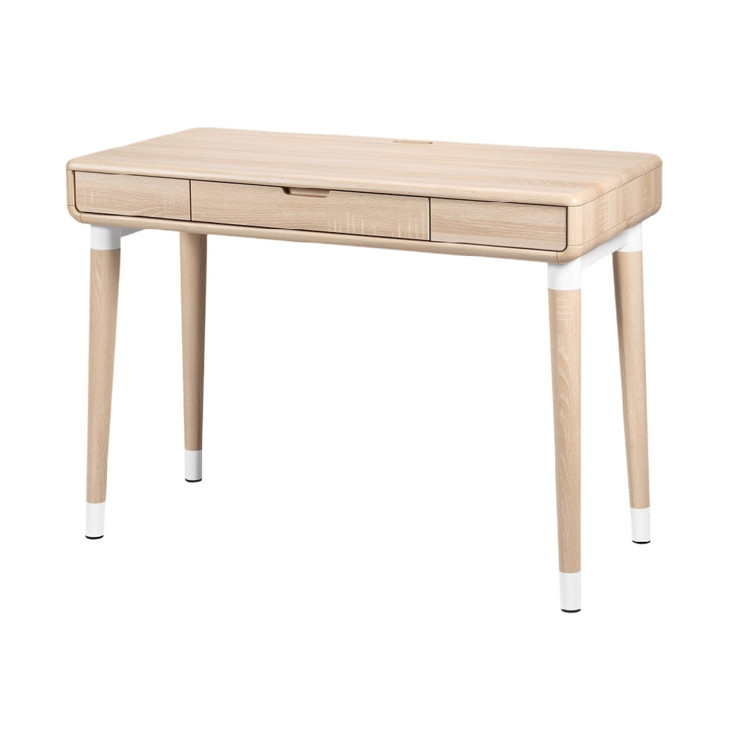 **Biurko z drewna litego z szufladą, minimalistyczny design**