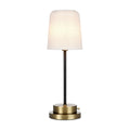**Lampa biurkowa z materiałowym kloszem i metalową podstawą**