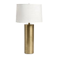 **Lampa stołowa w stylu nowoczesnym z metalowym trzonem w kolorze złotym**