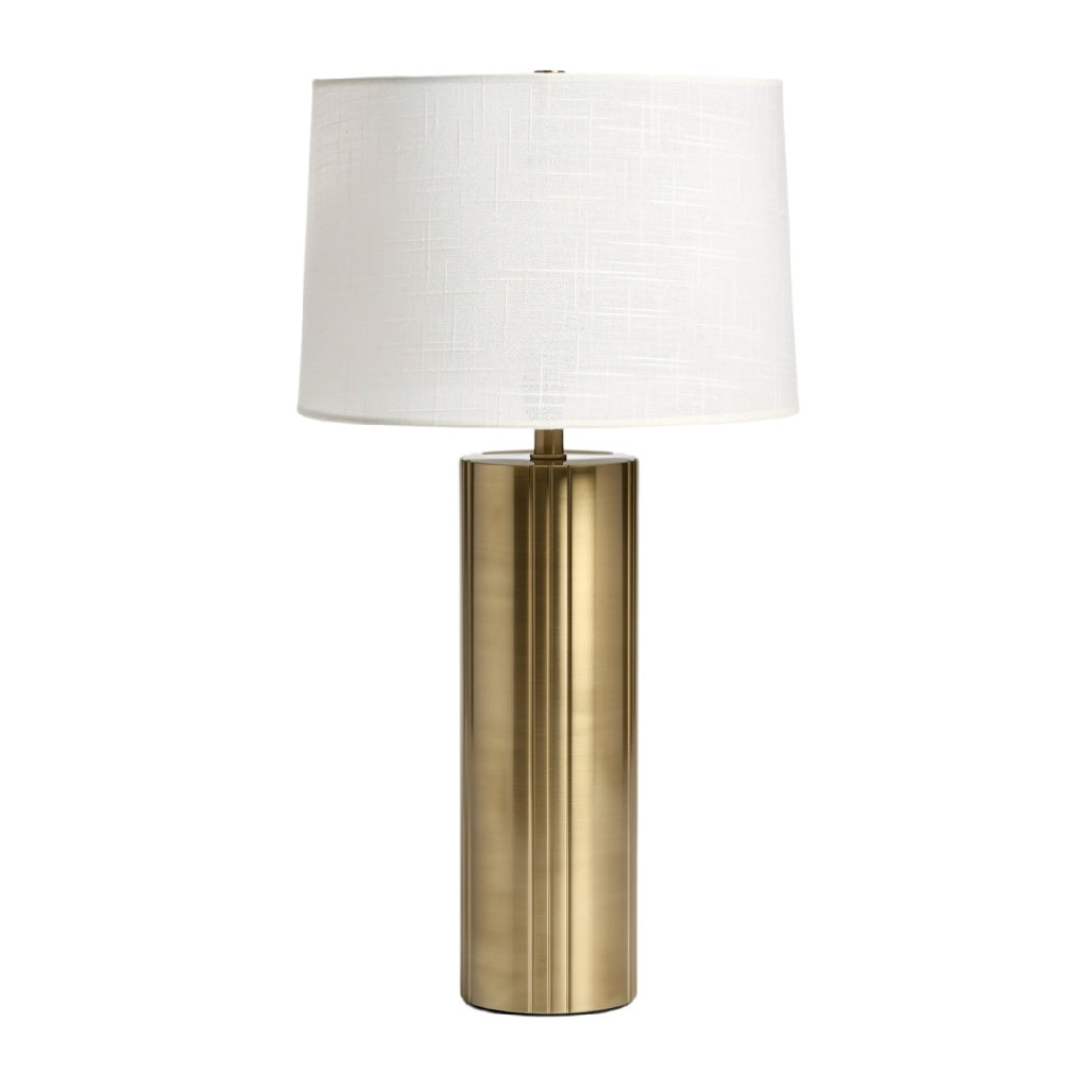 **Lampa stołowa w stylu nowoczesnym z metalowym trzonem w kolorze złotym**